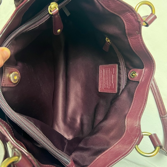 Coach Campbell Belle Bordeaux Burgundy Leather Shoulder Bag Gold Hardware - Picture 7 of 15